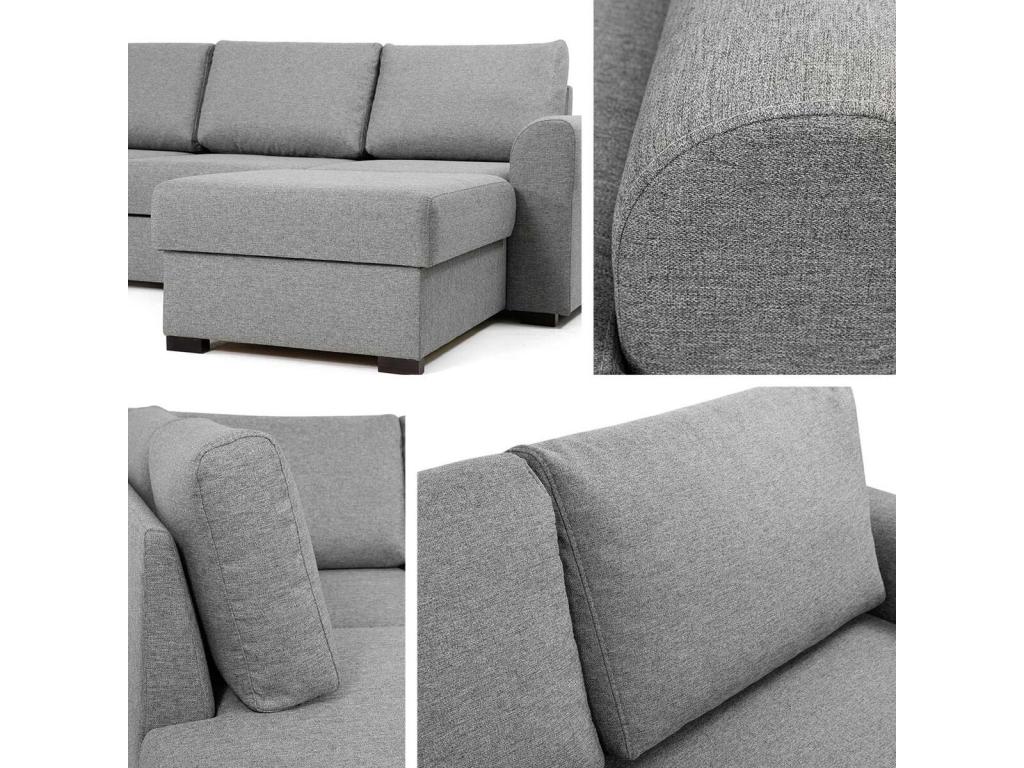 Homzora 262 Corner Sofa, Pink, Sleeping Function, Bedding Box, 370x186x85cm