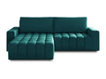 Homzora 250cm Quilted Velvet Designer Convertible Sofa, Pine Green, Left Corner