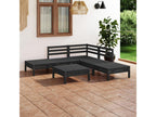 6-piece garden furniture set, solid pine wood, black