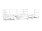 6-piece garden furniture set, white, solid pine wood