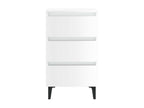 Bedside table with metal legs, glossy white, 40x35x69