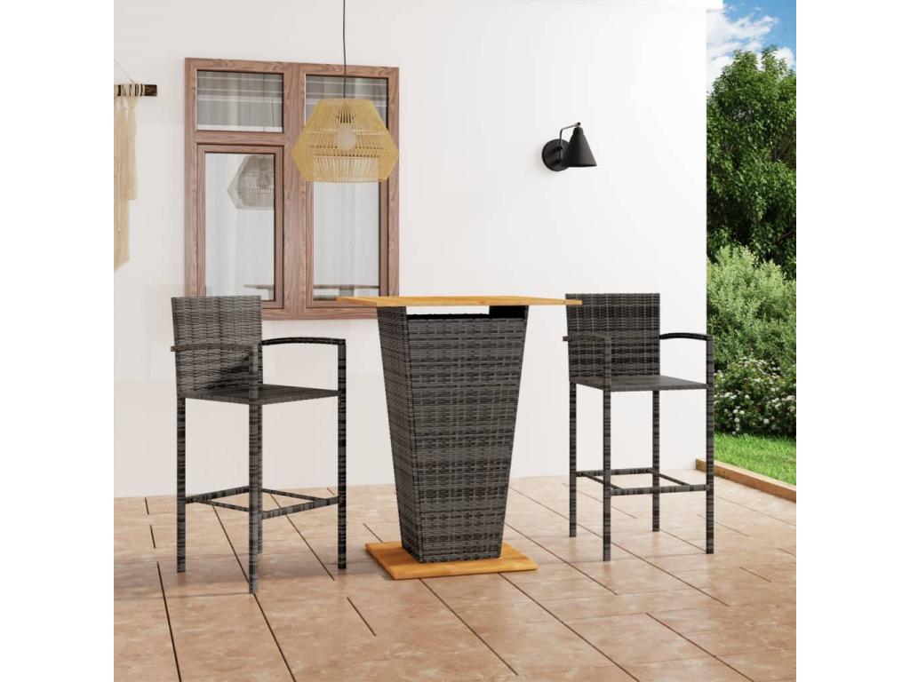 3-piece garden bar set, grey