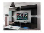 Homzora XX 260cm black suspended living room furniture set with 8 modular LED pieces.