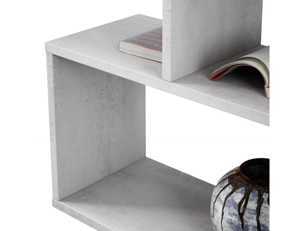 Homzora Bookshelf, Double-Sided Low Bookshelf, Three-Compartment Shelf, Modern Office Shelf, 110x24x97 cm, Concrete Grey