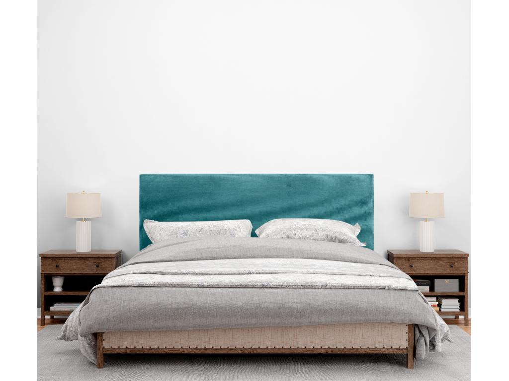 Homzora Plain Corduroy Headboard 110x115 with Bed Legs 105 - Turquoise