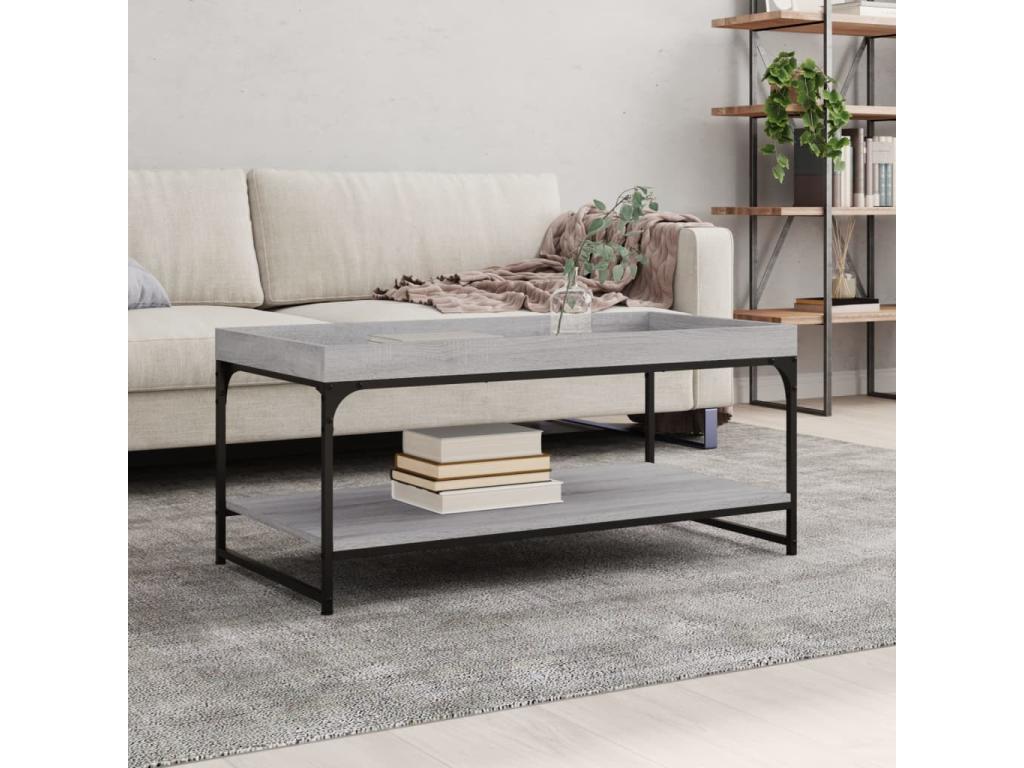Homzora grey coffee table 100x49x45 engineered wood