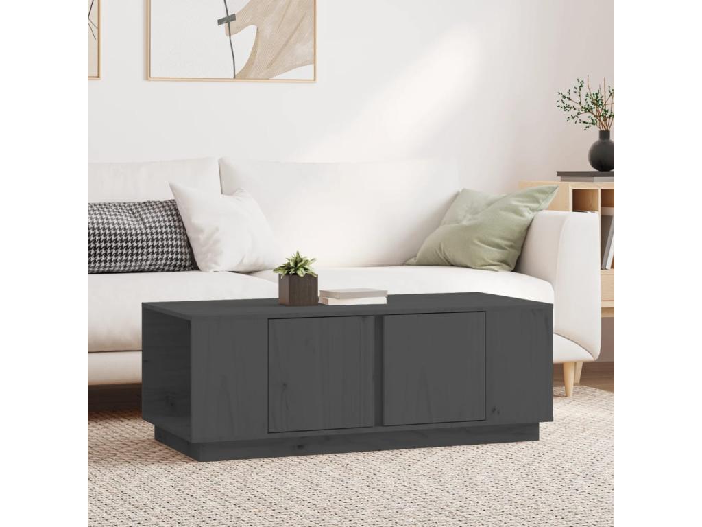 Grey coffee table 110x50x40 cm Solid pine wood