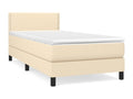 Upholstered bed base with mattress, Cream, 100x200 cm, Fabric