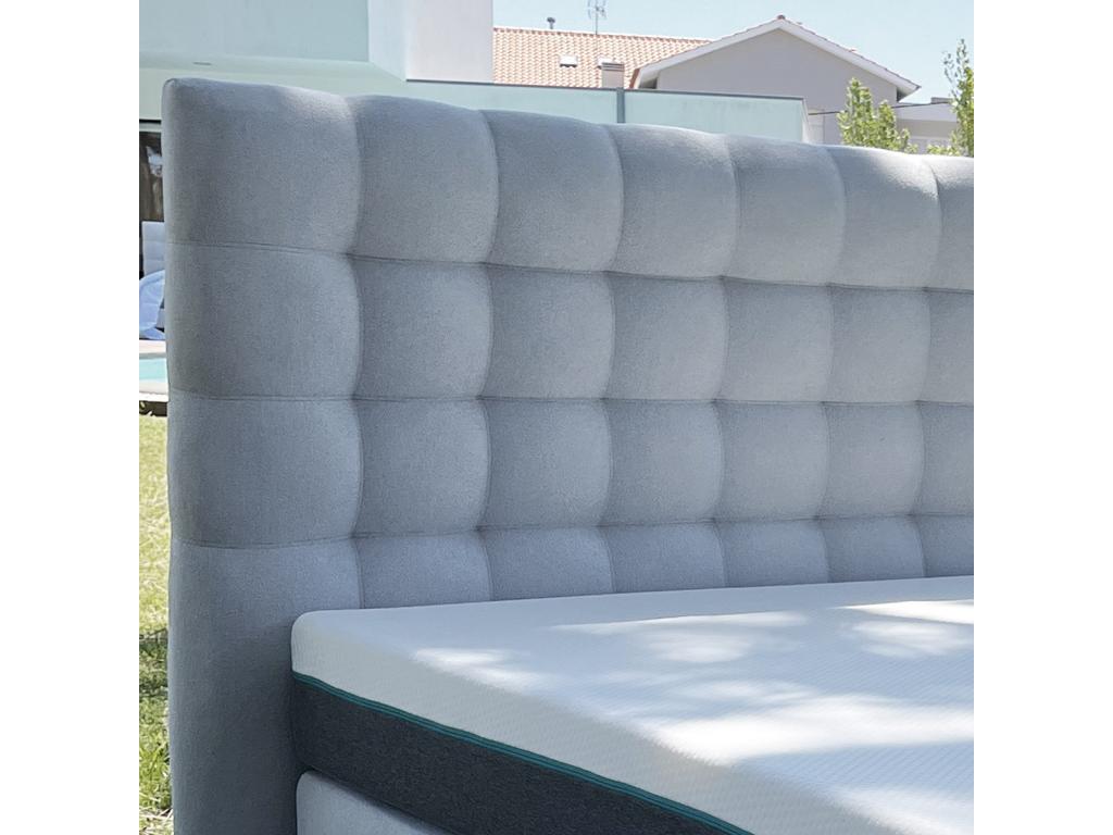 Homzora upholstered headboard in high-quality grey fabric - length 122 x width 160 cm