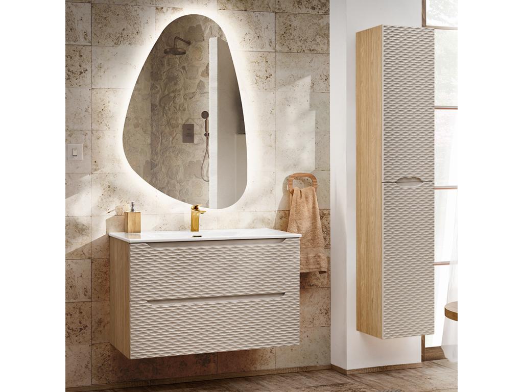 90cm Doucezen Beige and Wood Vanity Unit