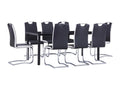 9-piece dining set in black faux leather