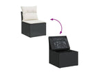12-piece garden furniture set with cushions, black woven resin