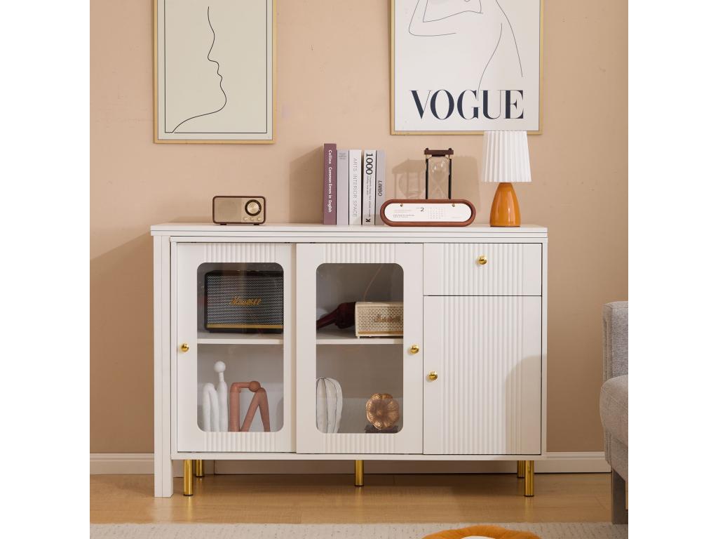 White storage sideboard with folding and extendable top