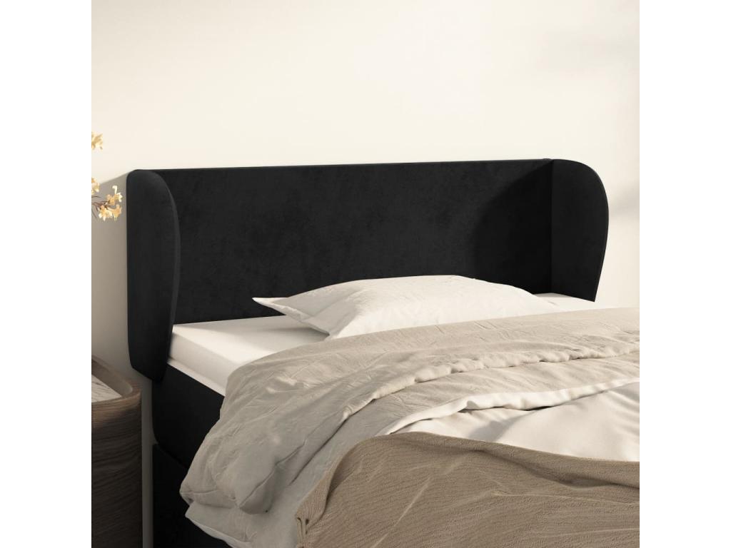 Headboard with wings, Black, 83x23x78/88 cm, Velvet