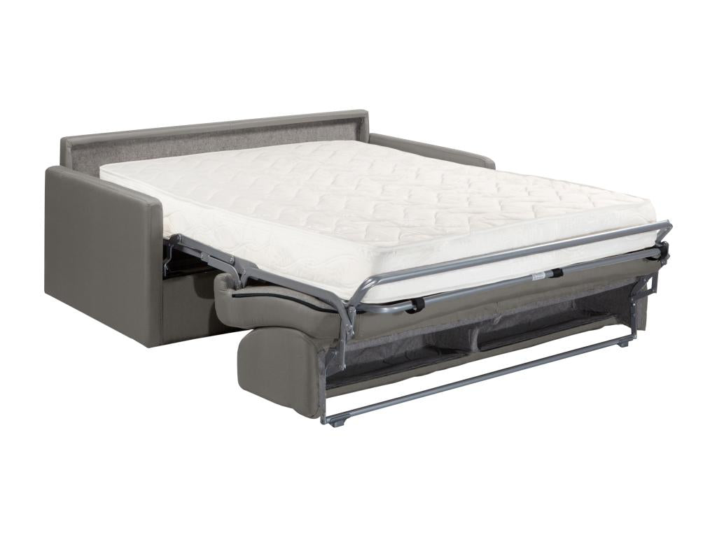 3-seater sofa bed with express conversion in light grey fabric - 140cm wide sleeping area - 18cm Doucezen mattress