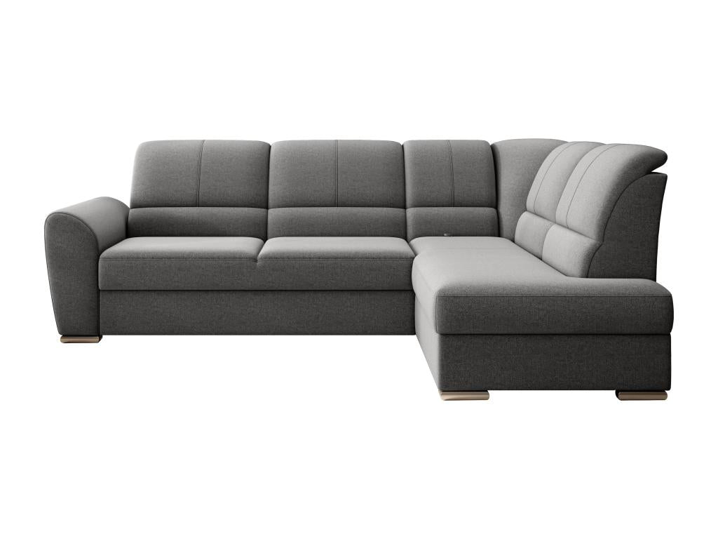 Homzora 270cm Right-Hand Corner Convertible Sofa in Dark Grey Fabric with Chrome Steel Legs