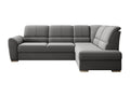 Homzora 270cm Right-Hand Corner Convertible Sofa in Dark Grey Fabric with Chrome Steel Legs