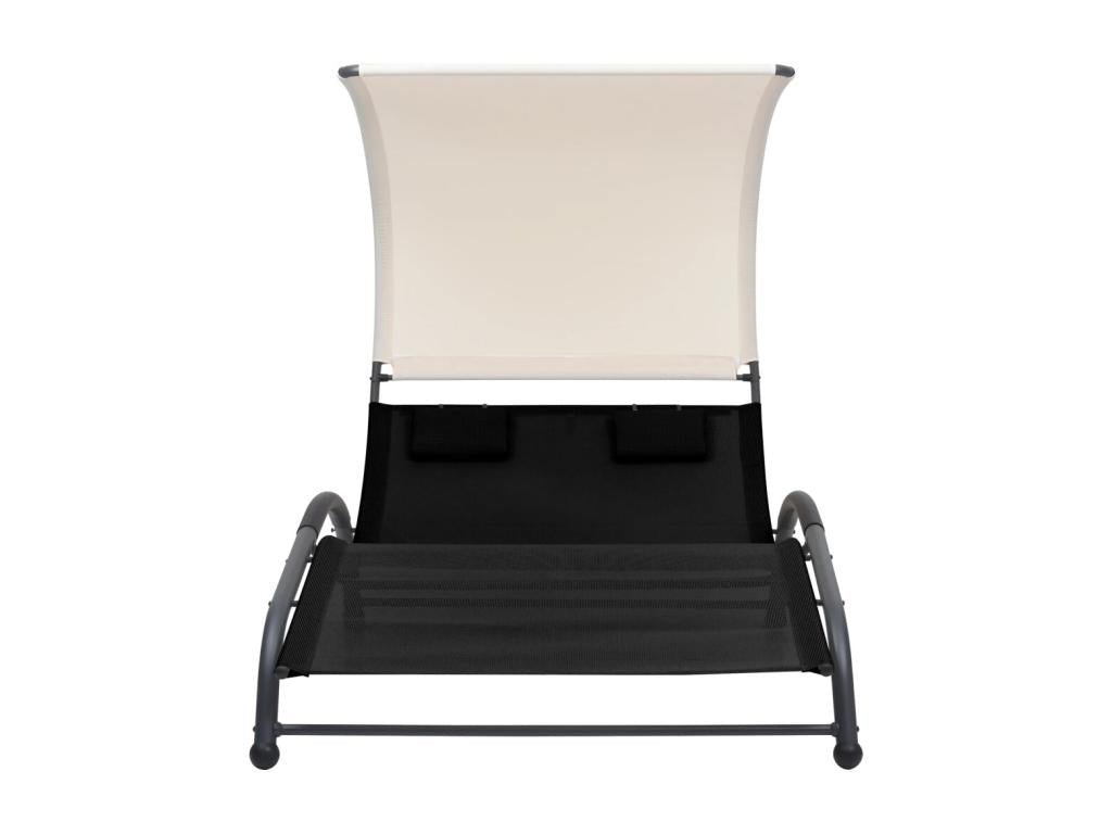 Double chaise longue with black textilene canopy