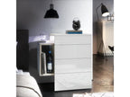 White Matte Bedside Table with Lacquered Fronts, WxHxD 60x63x38 cm, LED
