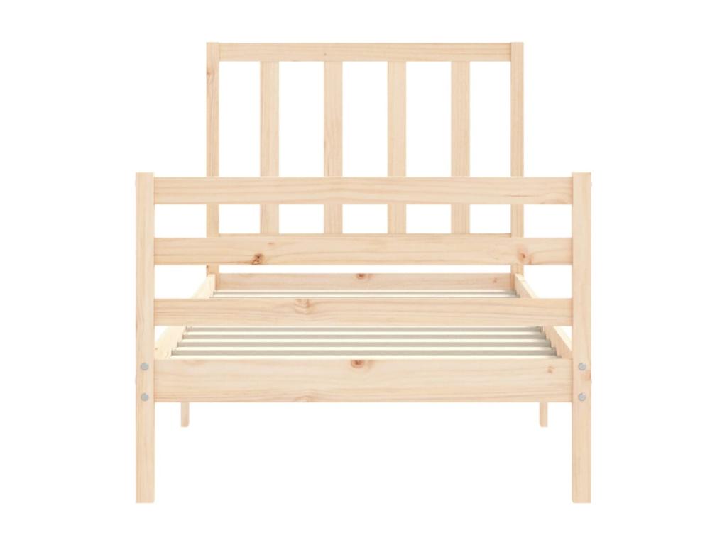 Bed frame with simple solid wood headboard