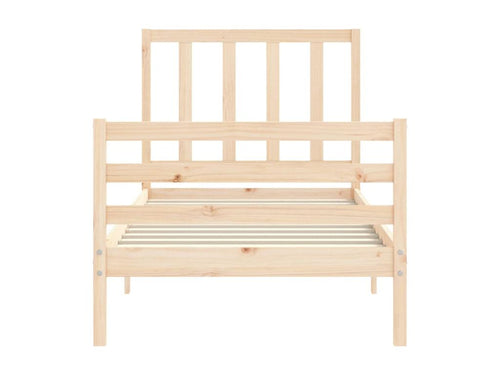 Bed frame with simple solid wood headboard