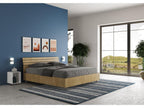 Bed without slatted base 160x190 with inclined headboard and natural oak slats Homzora