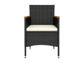 5-piece garden furniture set, black woven resin