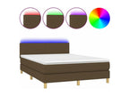 Homzora bed base with mattress and LED light, dark brown, 140x190