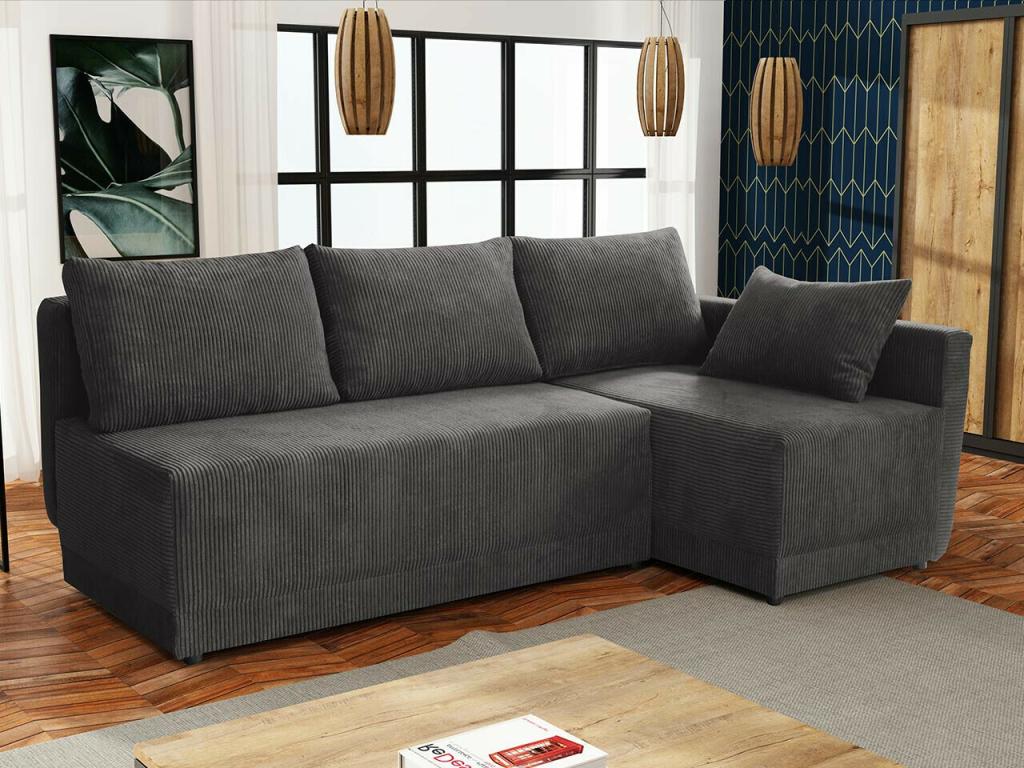 Doucezen 149 Grey Corner Sofa with Sleeping Function and Bedding Box (210x135x85cm)