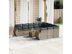 11-piece garden furniture set with grey resin wicker cushions