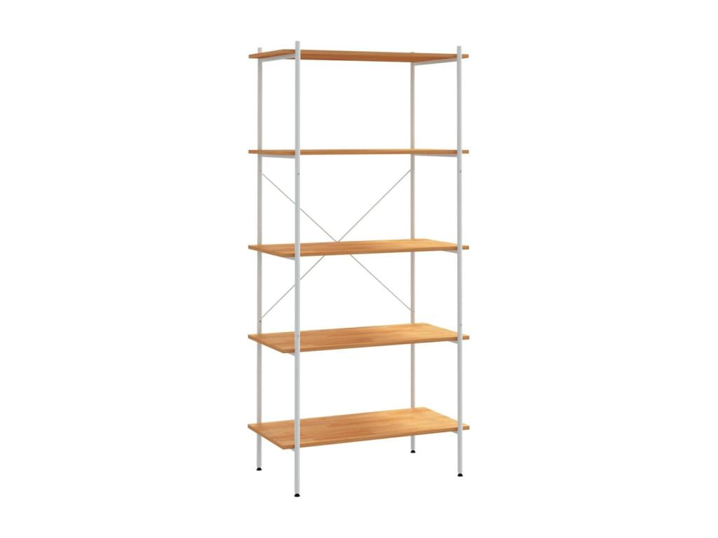 5-Tier Shelf White and Oak 80x40x163