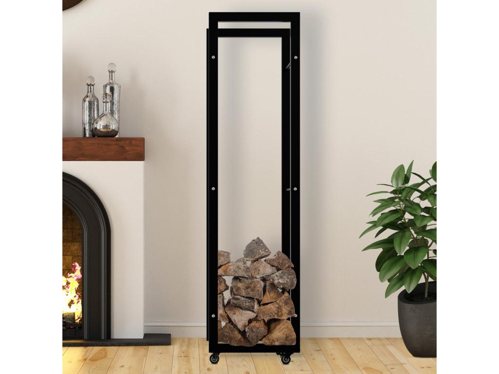 Firewood rack - Metal - 25x40x150 cm - Black - Homzora