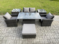 Homzora Rattan Garden Furniture Set with 2 Side Tables, Dark Grey