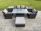 Homzora Rattan Garden Furniture Set with 2 Side Tables, Dark Grey