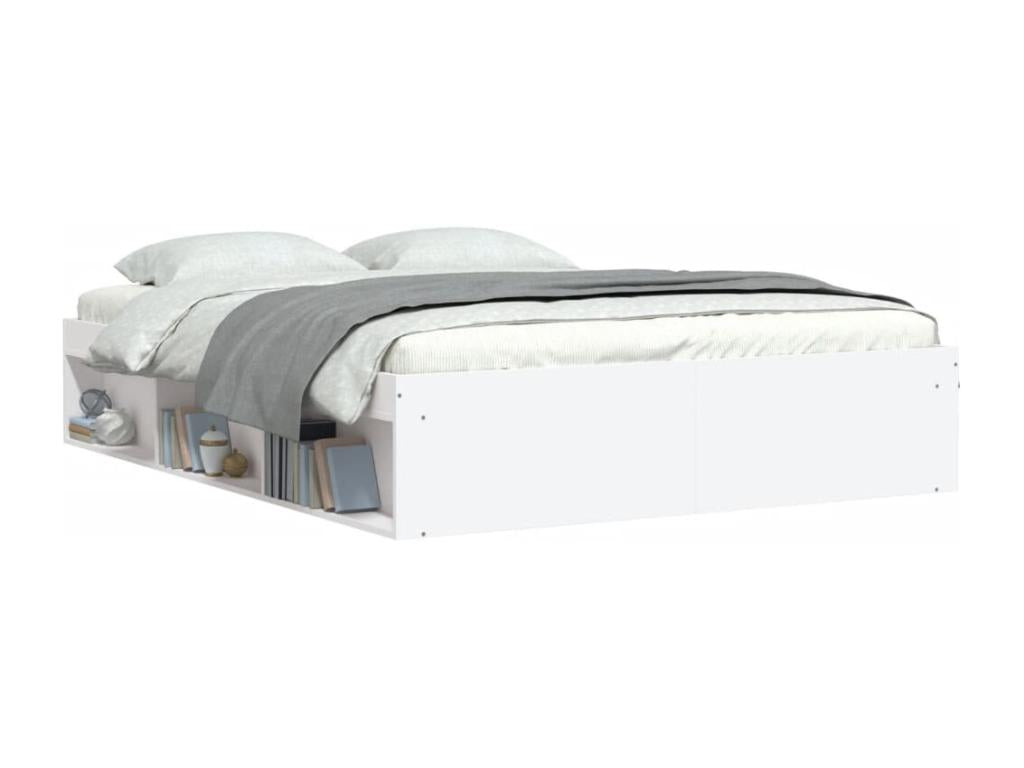 White bed frame without mattress, 160x200 cm