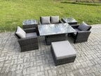 Homzora Rattan Garden Furniture Set with 2 Side Tables, Dark Grey