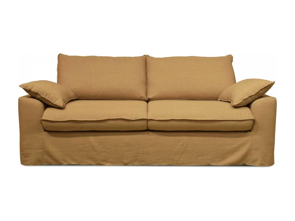 Homzora 3-seater ochre linen fabric sofa