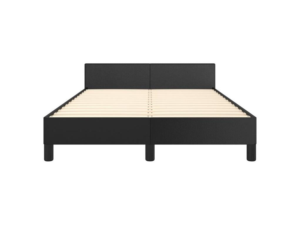 Black bed frame with headboard, 120x200 cm, faux leather