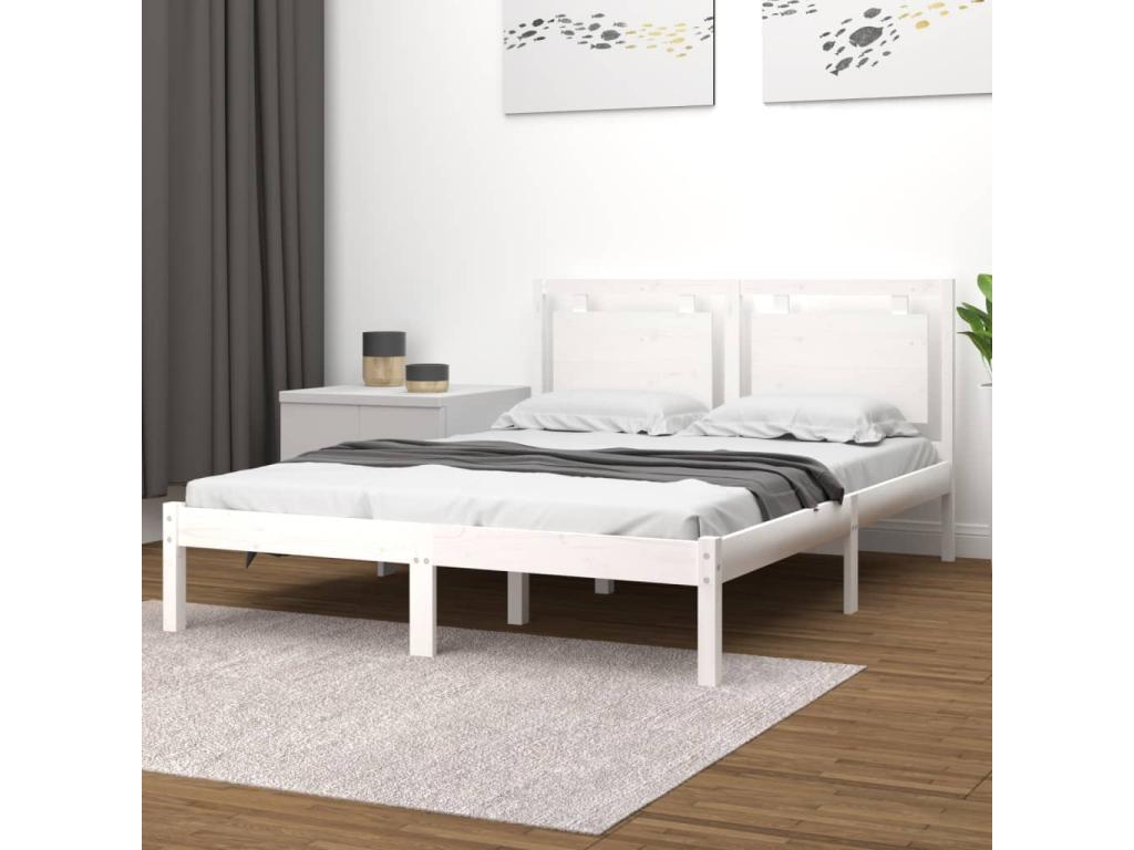 Bed frame without white mattress 120x190 cm solid wood