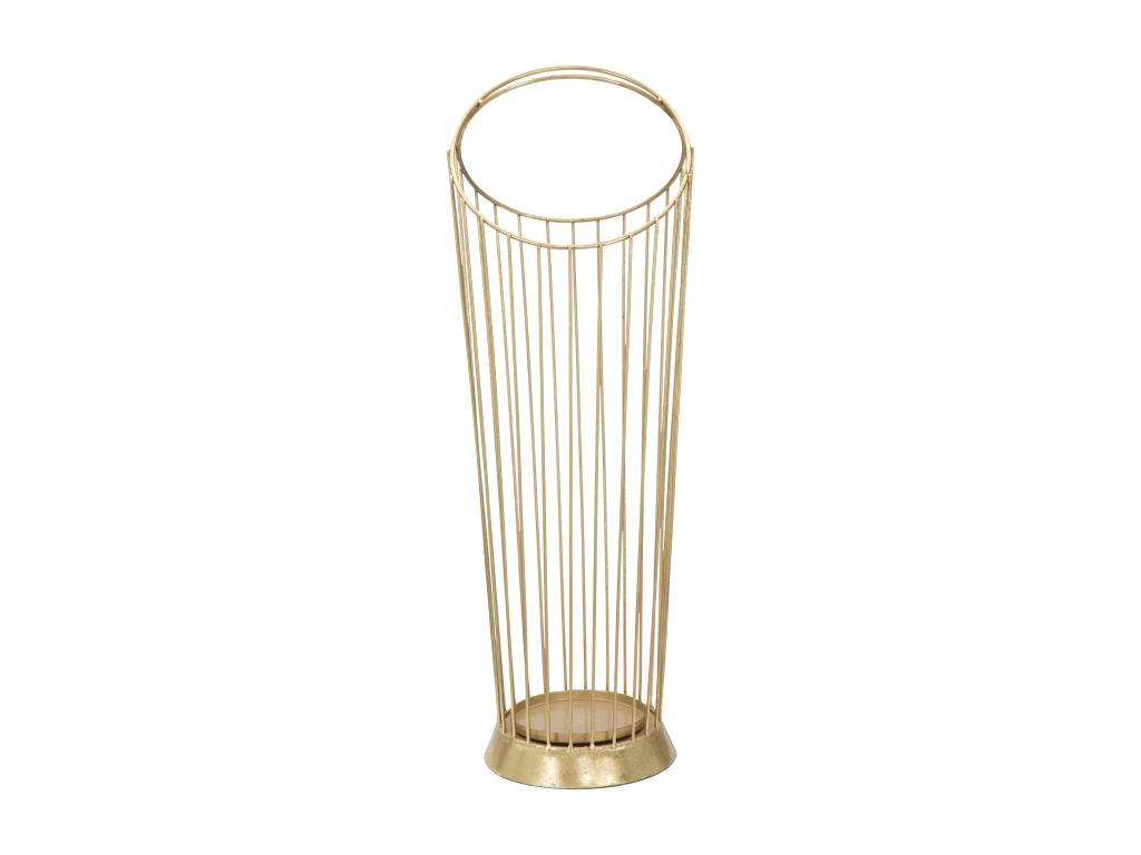 Linear umbrella stand in gold-tone metal, 26.5x23x68.5 cm