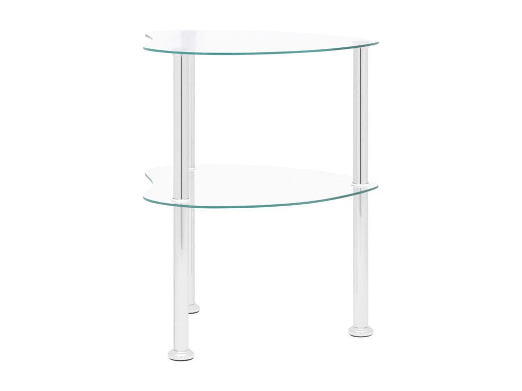 2-Tier Side Table, Transparent, 38x38x50 cm, Tempered Glass