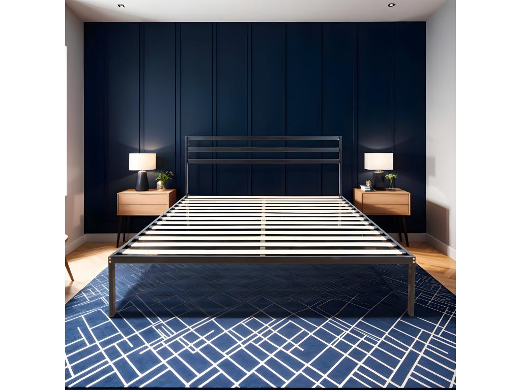Homzora - Metal bed base with headboard QUIETUDE 140x190 cm - Delivered in Homzora