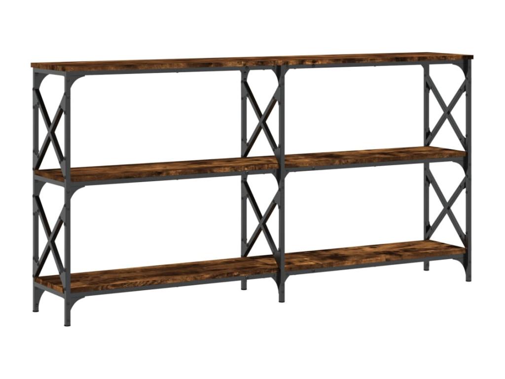 Smoked oak console table, 156x28x80.5 cm, engineered wood