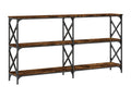 Smoked oak console table, 156x28x80.5 cm, engineered wood