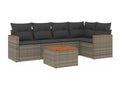 6-piece garden furniture set with grey resin wicker cushions