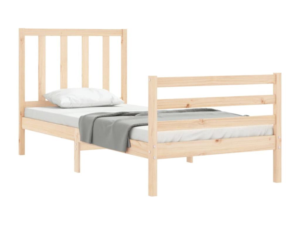Bed frame with simple solid wood headboard