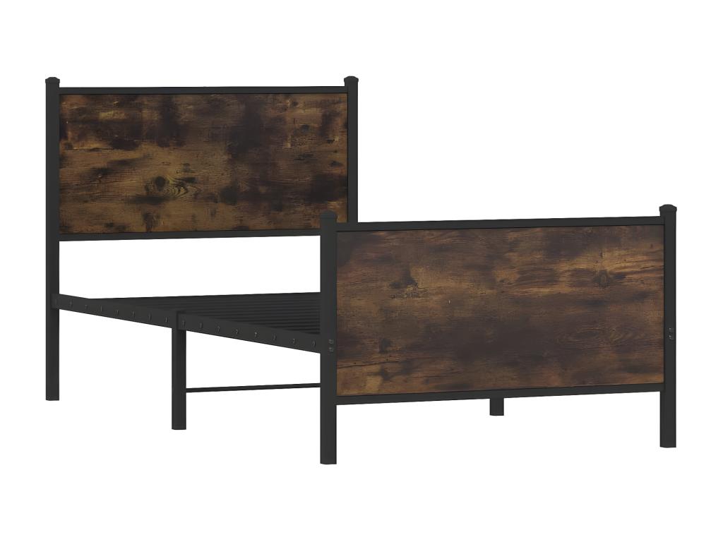 Metal bed frame with headboard and footboard 90x200 cm
