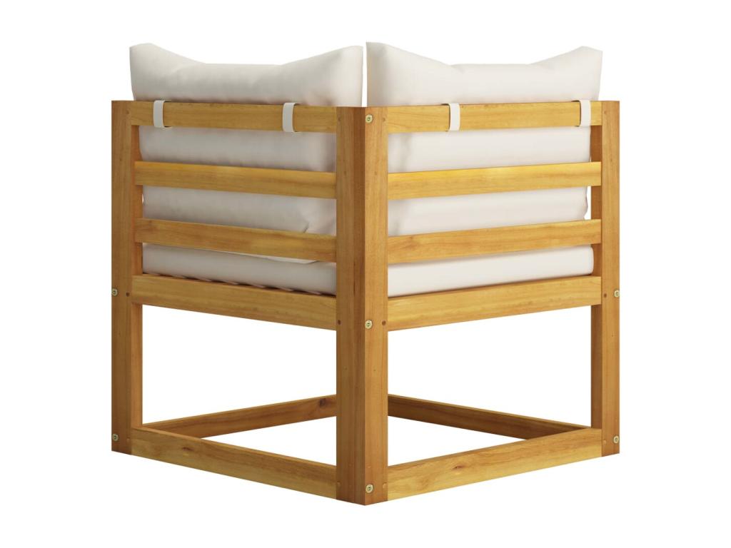 5-piece garden furniture set with cushions, cream color, solid Homzora wood