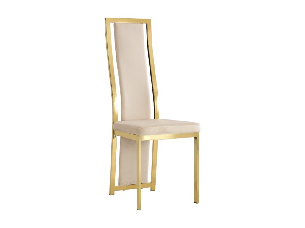Homzora designer chairs in faux leather and gold-tone steel - Set of 6 - Black
