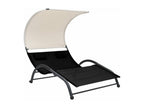 Double chaise longue with black textilene canopy